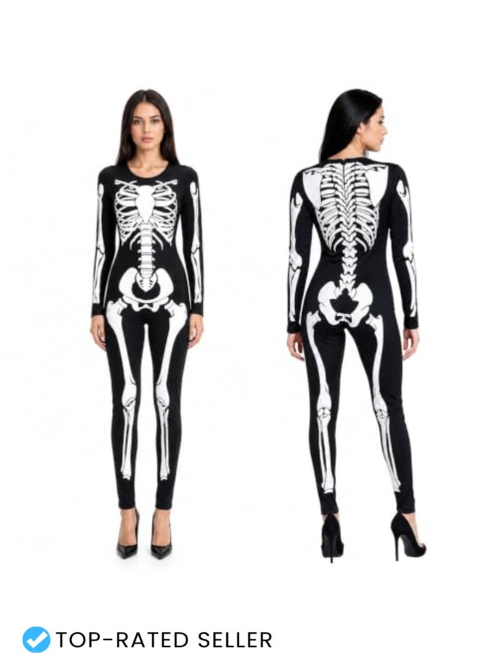 Women Skeleton Jumpsuit Costume 3D Print Bodycon Halloween Cosplay